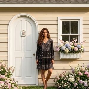Style & Co. Black Paisley Midi Dress